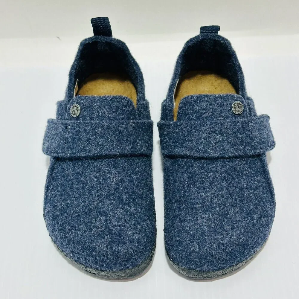 Birkenstock Zermatt HL Fit Blue Wool Felt Slippers Shoes Kids Size 11 /EU 29